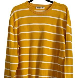 Gap Men’s Pullover Sweater Yellow with White Stripes Size 2XL